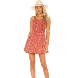FREE PEOPLE Petunia Mini Dress Red Poppy Combo Extra Large XL